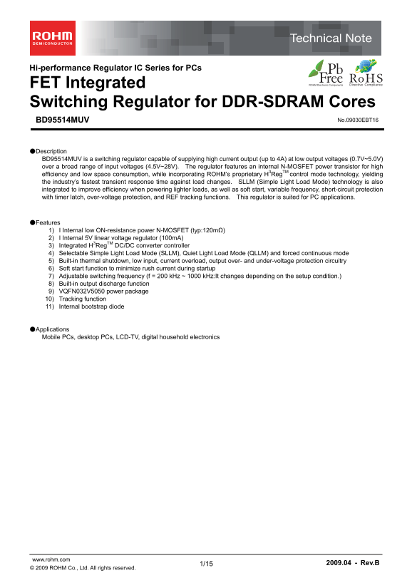 ROHM BD95514MUV Data Manual - Page 1