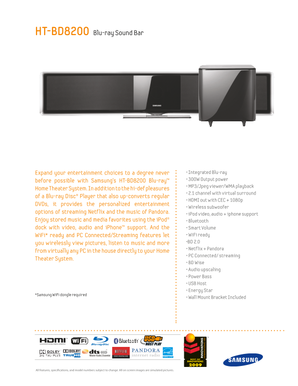 SAMSUNG HT-BD8200 Quick User Guide - Page 1