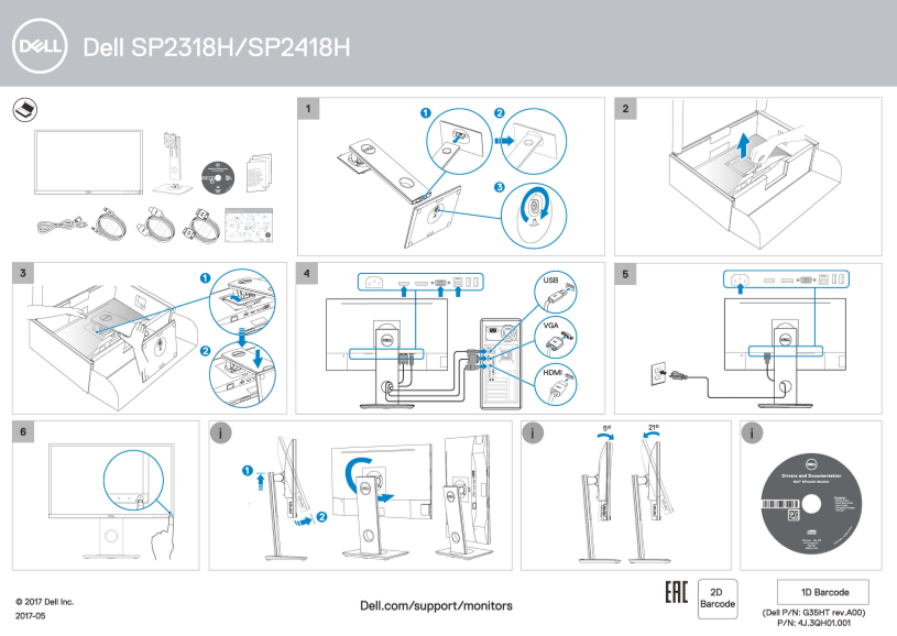 Dell SP2318H Quick Start Guide - Page 1