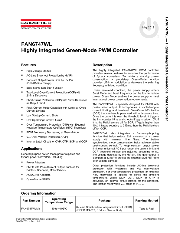 Fairchild Fan6747WL Data Handbook - Page 1