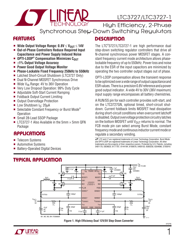 LINEAR TECHNOLOGY LTC3727 LTC3727-1 User's Manual - Page 1
