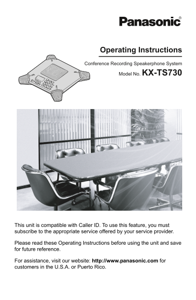 Panasonic KX-TS730 User Guide and Owner's Manual (Part 1) - Page 1