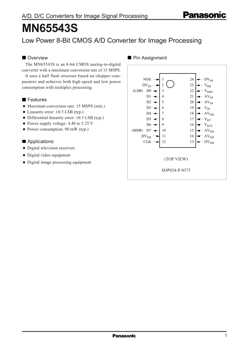 Panasonic MN65543S Data Sheet - Page 1