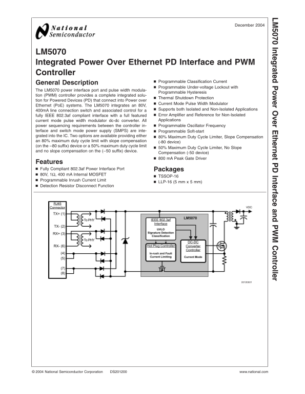 NATIONAL SEMICONDUCTOR LM5070 User Manual - Page 1