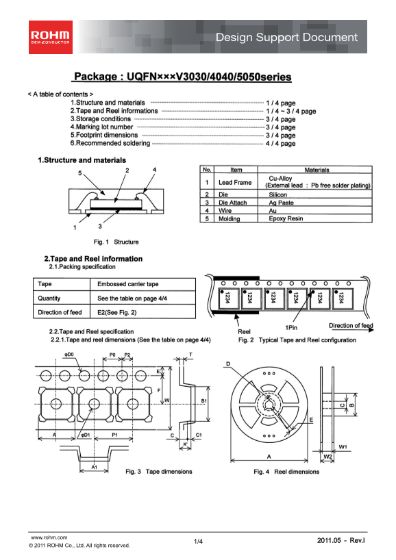 ROHM UQFNxxxV3030 4040 5050series Owner's Manual User Guide - Page 1