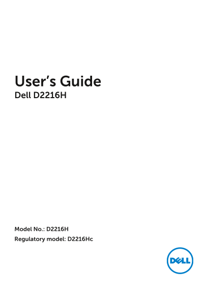 Dell D2216H Monitor User' s Guide - Page 1
