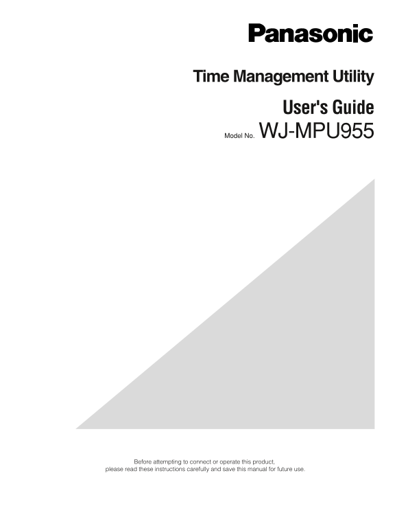 Panasonic WJMPU955-TMU User Guide - Page 1