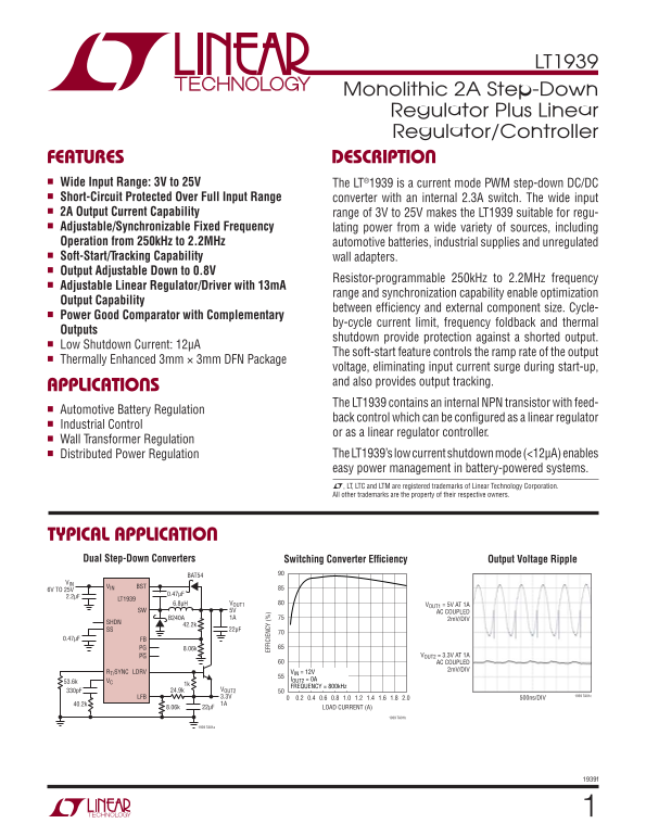 LINEAR TECHNOLOGY - LT1939 User Guide - Page 1