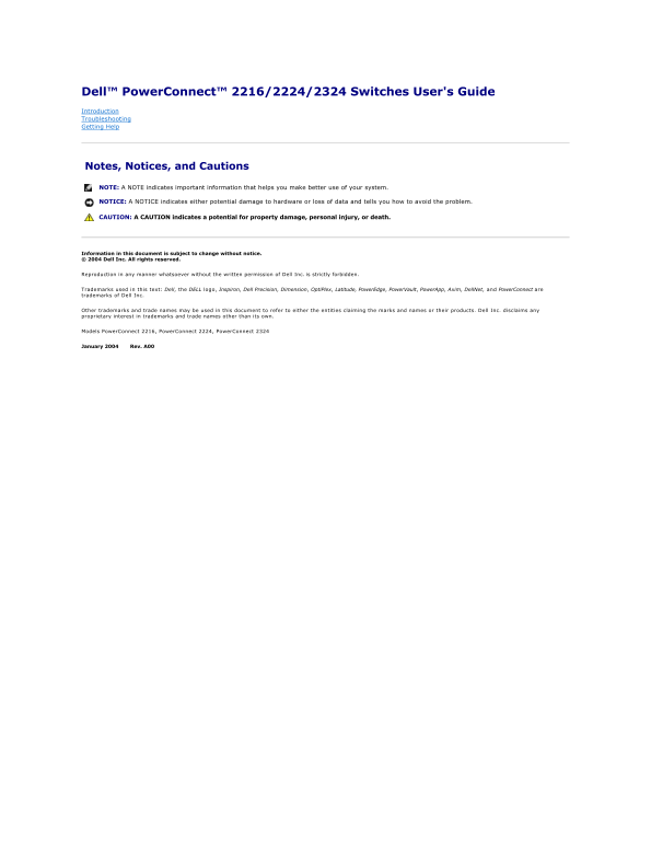 Dell PowerConnect 2216 Switch User's Guide - Page 1