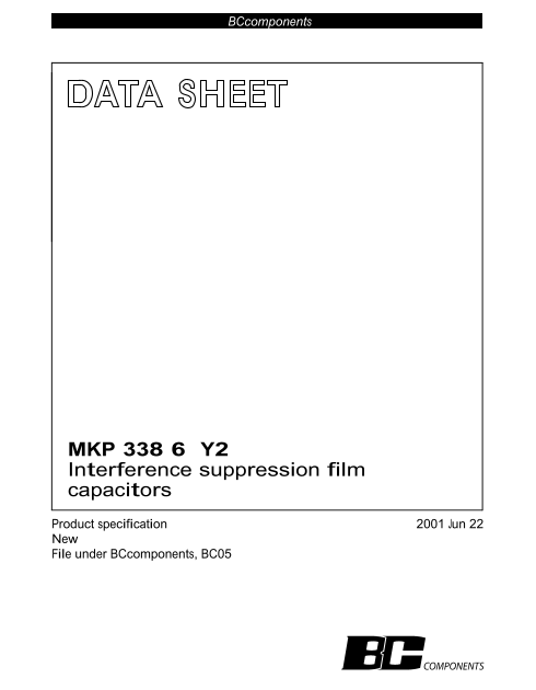 PHILIPS MKP 338 6 Y2 Interference Suppression Film Capacitors Data Sheet - Page 1