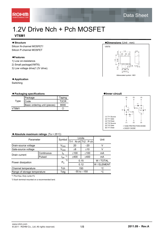 ROHM VT6M1 User Guide and Manual - Page 1