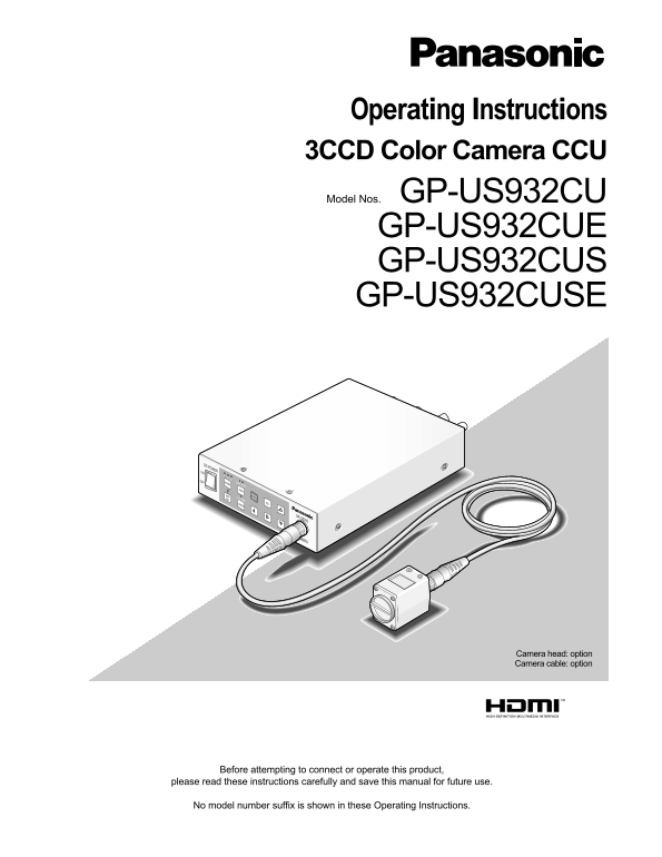 Panasonic GP-US932CU GP-US932CUE GP-US932CUS GP-US932CUSE User Manual - Page 1