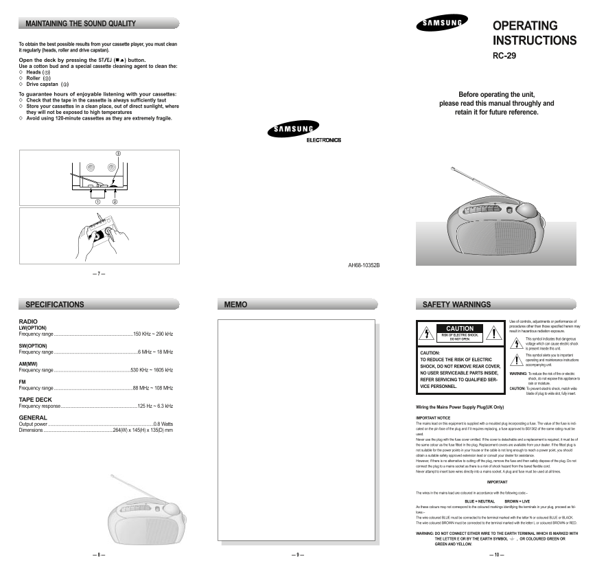 Samsung RC-29 User Guide - Page 1