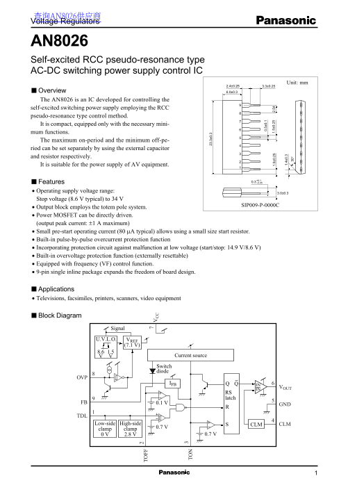 Panasonic AN8026 Data Manual - Page 1