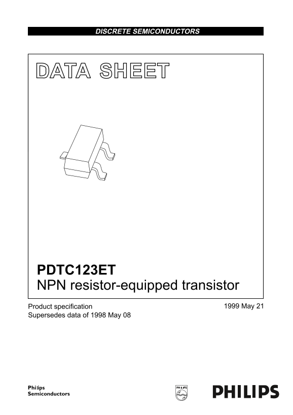 Philips PDTC123ET NPN Resistor-Equipped Transistor Data Sheet - Page 1