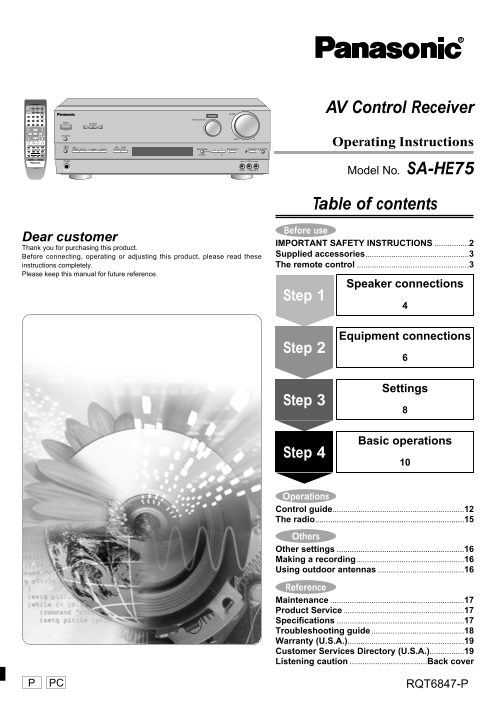Panasonic SA-HE75 User Guide - Page 1