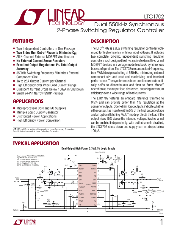 LINEAR TECHNOLOGY LTC1702 User's Manual - Page 1