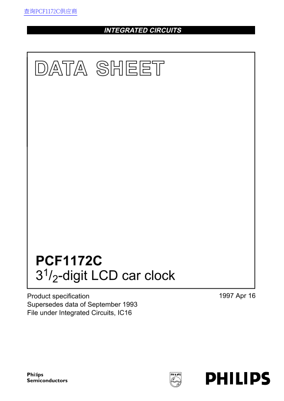 Philips PCF1172C 3-digit LCD Car Clock User Manual - Page 1