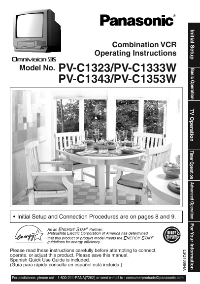 Panasonic PV- C1323 1333W 1343 1353W Owner' s Manual - Page 1