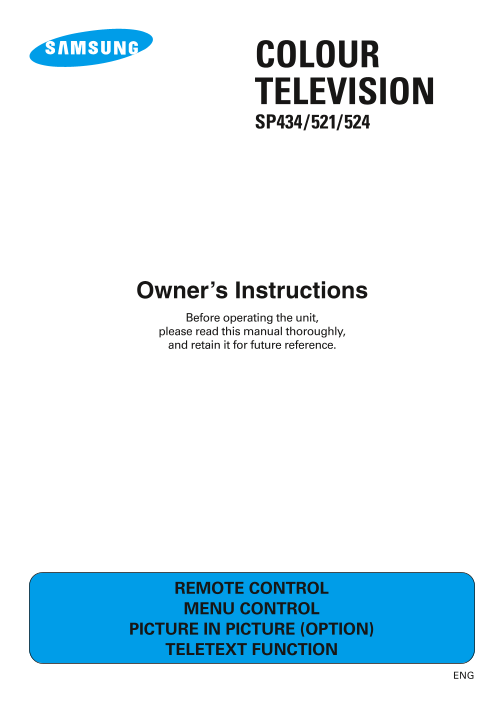 Samsung SP434 521 524 User's Manual - Page 1