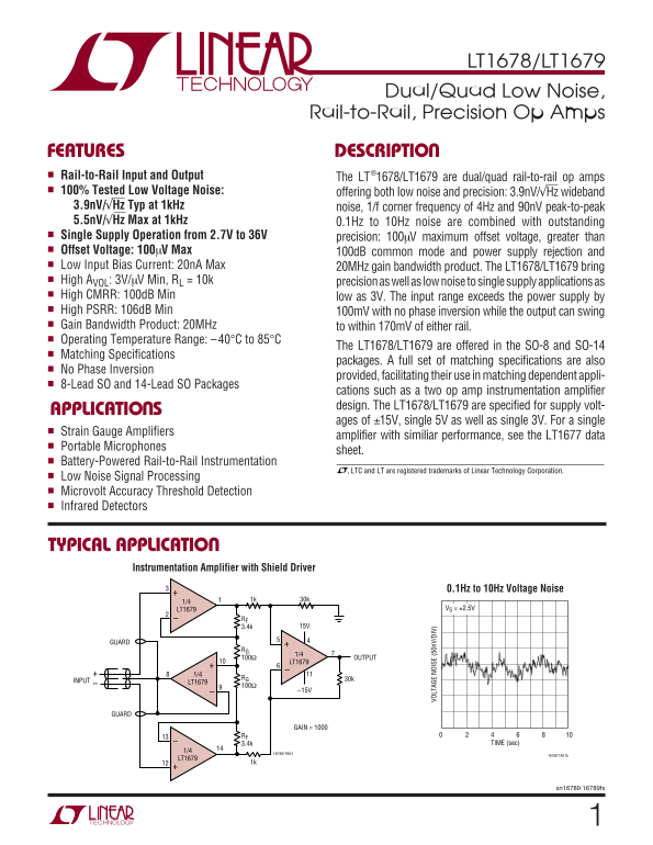 LINEAR TECHNOLOGY LT1678 LT1679 User's Manual and Specifications - Page 1