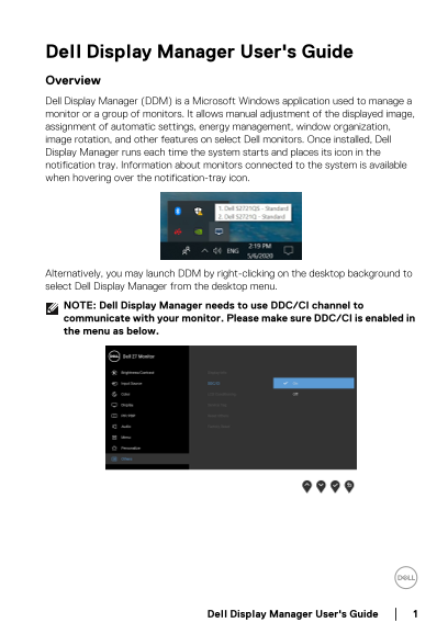 Dell S2721Q Monitor Dell Display Manager User's Guide - Page 1