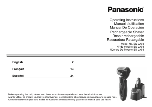 Panasonic ES- LA93 User Guide - Page 1