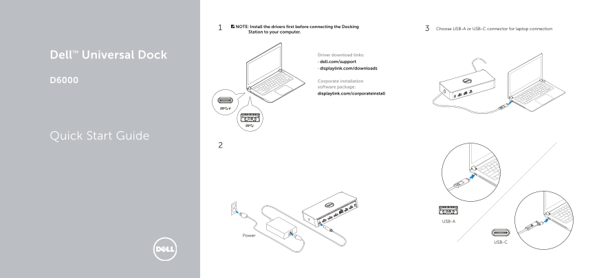 Dell Universal Dock D6000 Quick Setup Guide - Page 1