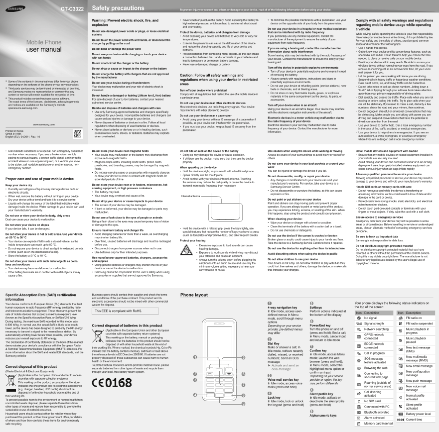 Samsung GT-C3322 User Guide - Page 1