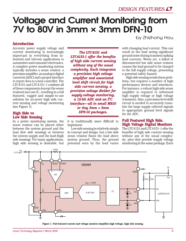 Linear Design Features LTMag-V18N01-02-LTC4151-Z_Hou Technical Manual - Page 1