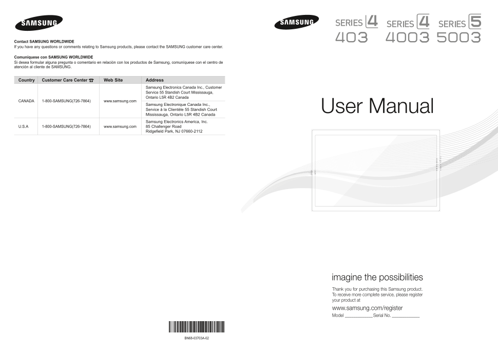 Samsung 403 4003 5003 User Guide - Page 1