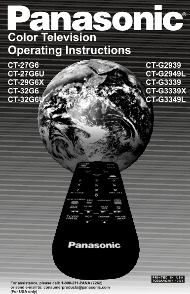 Panasonic CT-27G6/CT-27G6U/CT-29G6X/CT-32G6/CT-32G6U/CT-G2939/CT-G2949L/CT-G3339/CT-G3339X/CT-G3349L User's Manual User Guide - Page 1