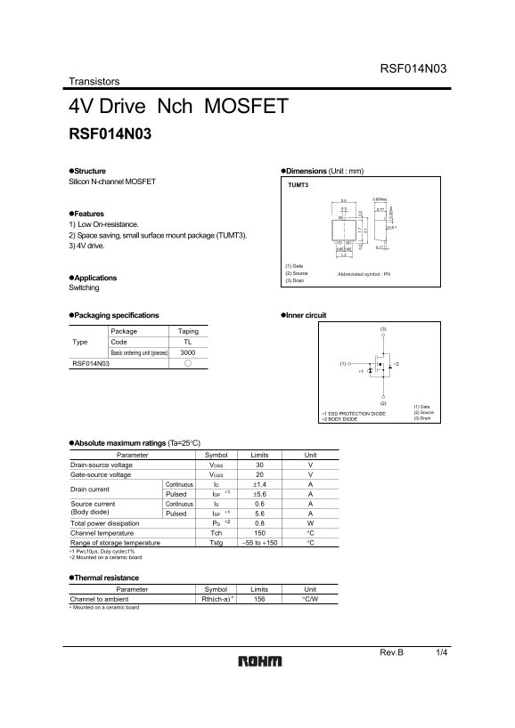 ROHM RSF014N03 User Guide - Page 1