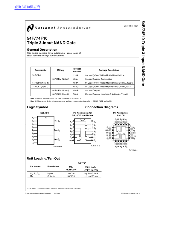 Fairchild 54F 74F10 Data Handbook - Page 1