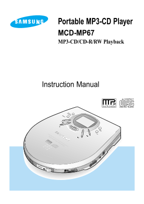 User's Manual for Samsung MCD-MP67 - Page 1