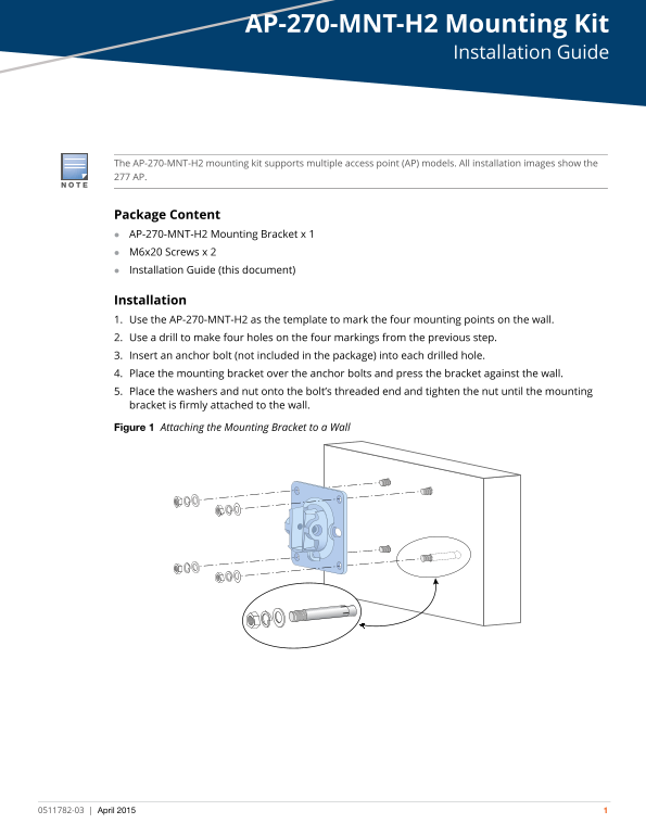 Dell AP-270-МNT-H2 Mounting Kit Installation Guide - Page 1