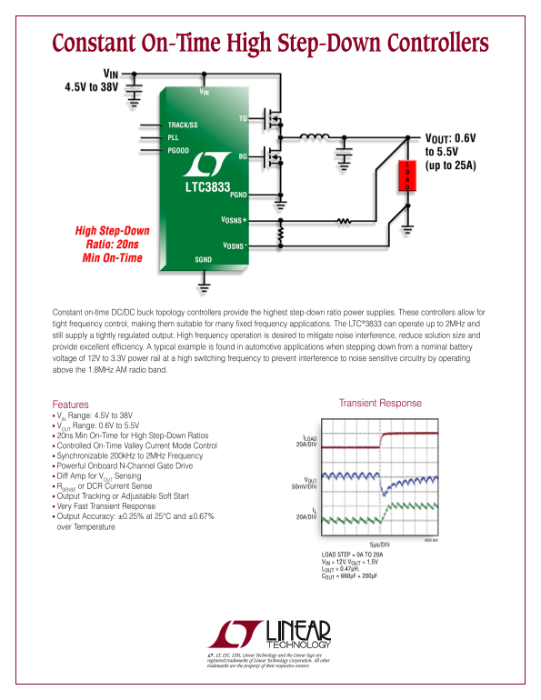 LINEAR 2PB_3833 Constant On-Time High Step-Down Controllers User's Manual - Page 1