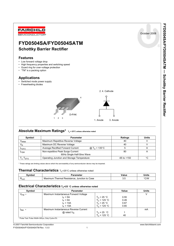 Fairchild FYD0504SA Data Handbook - Page 1