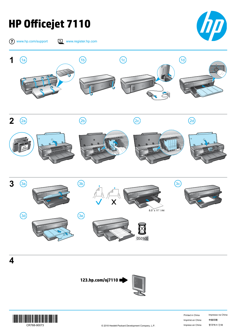 HP OfficeJet 7110 Wide Format ePrinter Series - H812 Setup Poster - Page 1