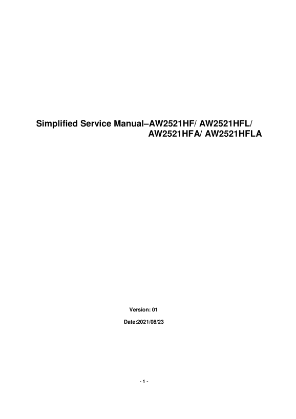 Dell AW2521HFA Monitor Simplified Service Manual - Page 1