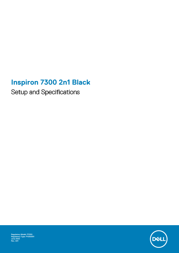 Dell Inspiron 7300 2n1 Black Setup Guide and Specifications - Page 1