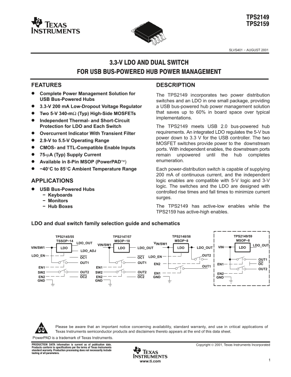 Texas Instruments TPS2149 TPS2159 Data Sheet User Manual - Page 1