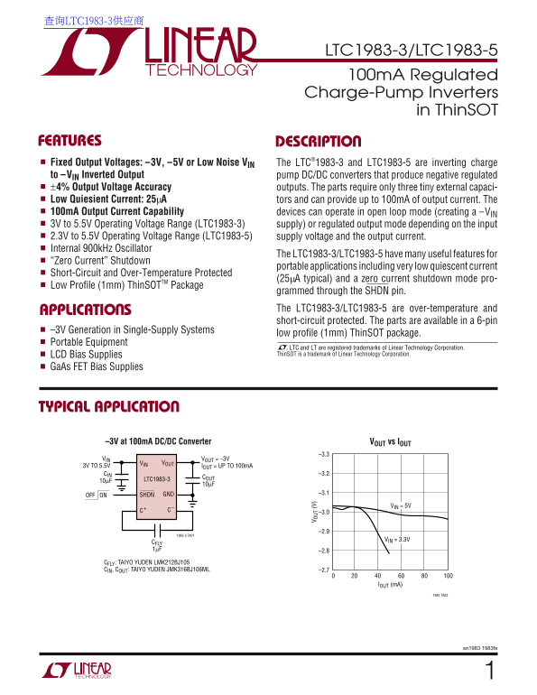 LINEAR LTC1983-3 LTC1983-5 Data Sheet User Manual - Page 1