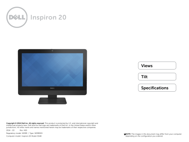 Dell Inspiron 20 3048 Specifications - Page 1