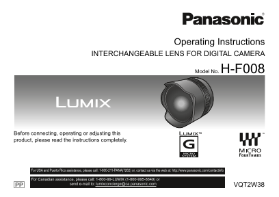 Panasonic H-F008 User Guide - Page 1