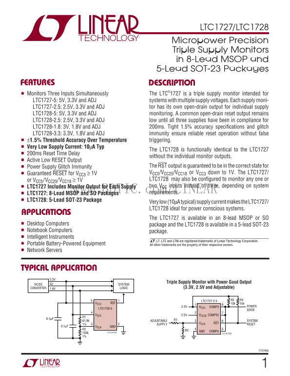 LINEAR LTC1727 1728 User's Manual - Page 1