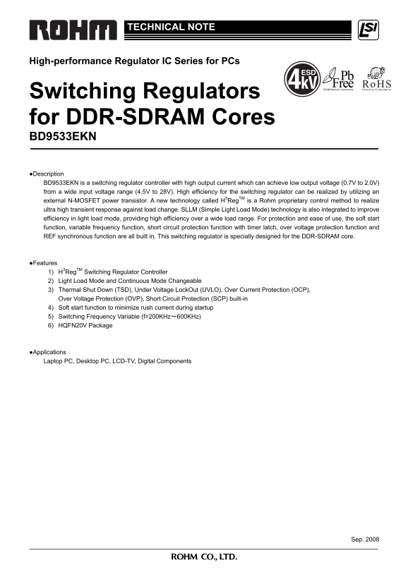 ROHM BD9533EKN Data Sheet - Page 1