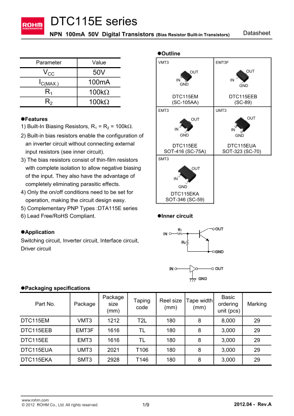 ROHM DTC115EUA User Guide and Manual - Page 1