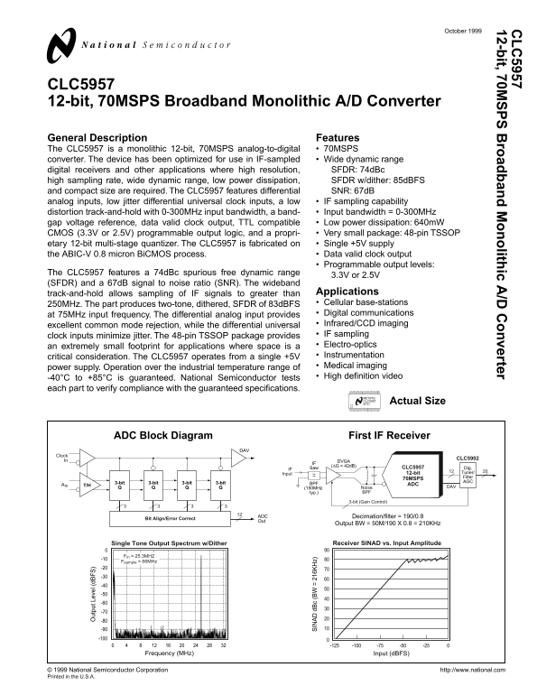 National Semiconductor CLC5957 Data Sheet - Page 1