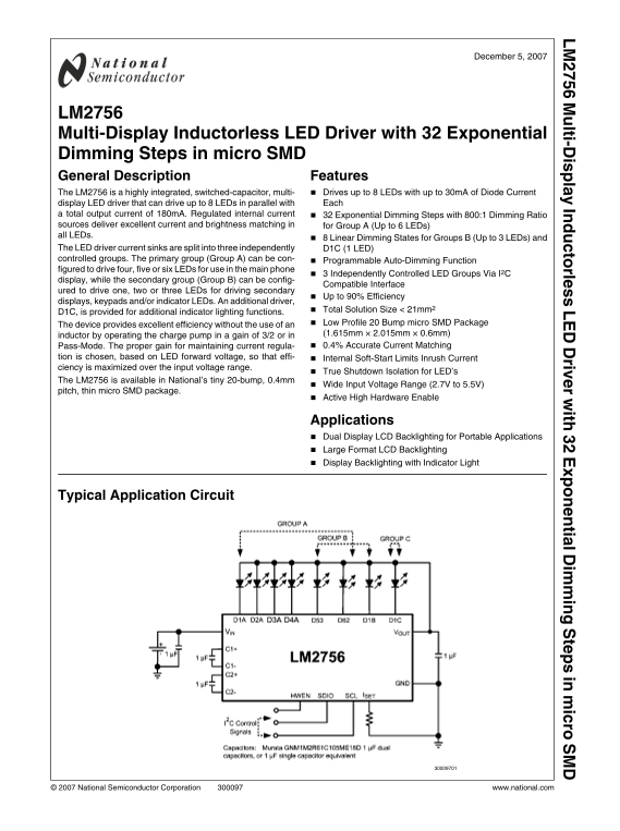 National LM2756 Data Handbook / Specifications - Page 1